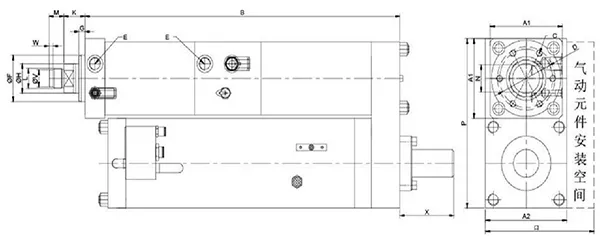 Пневмогидравлический цилиндр, серия BT