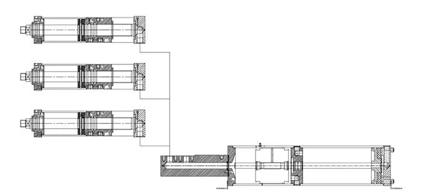 Цилиндр серии AT (несколько единиц) + мультипликатор MPSxxx-xxx